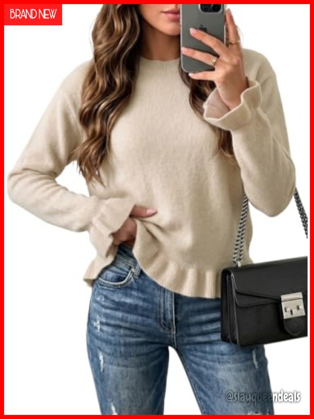 Women's Long Sleeve Knit Pullover Sweater Lightweight Ribbed Cuffs